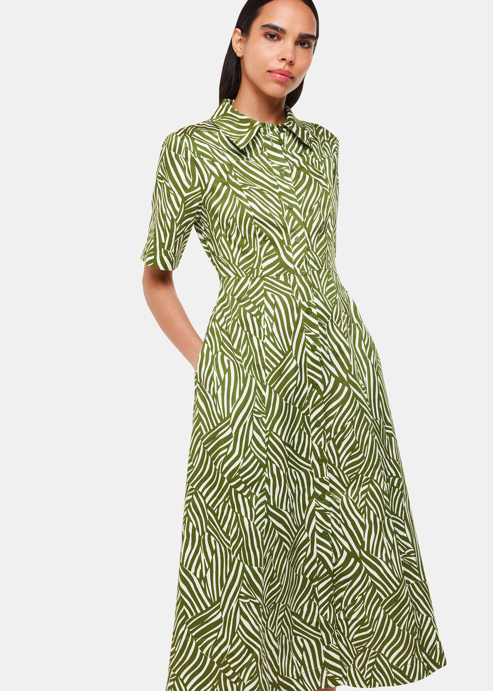 Linear Leaf Midi Dress