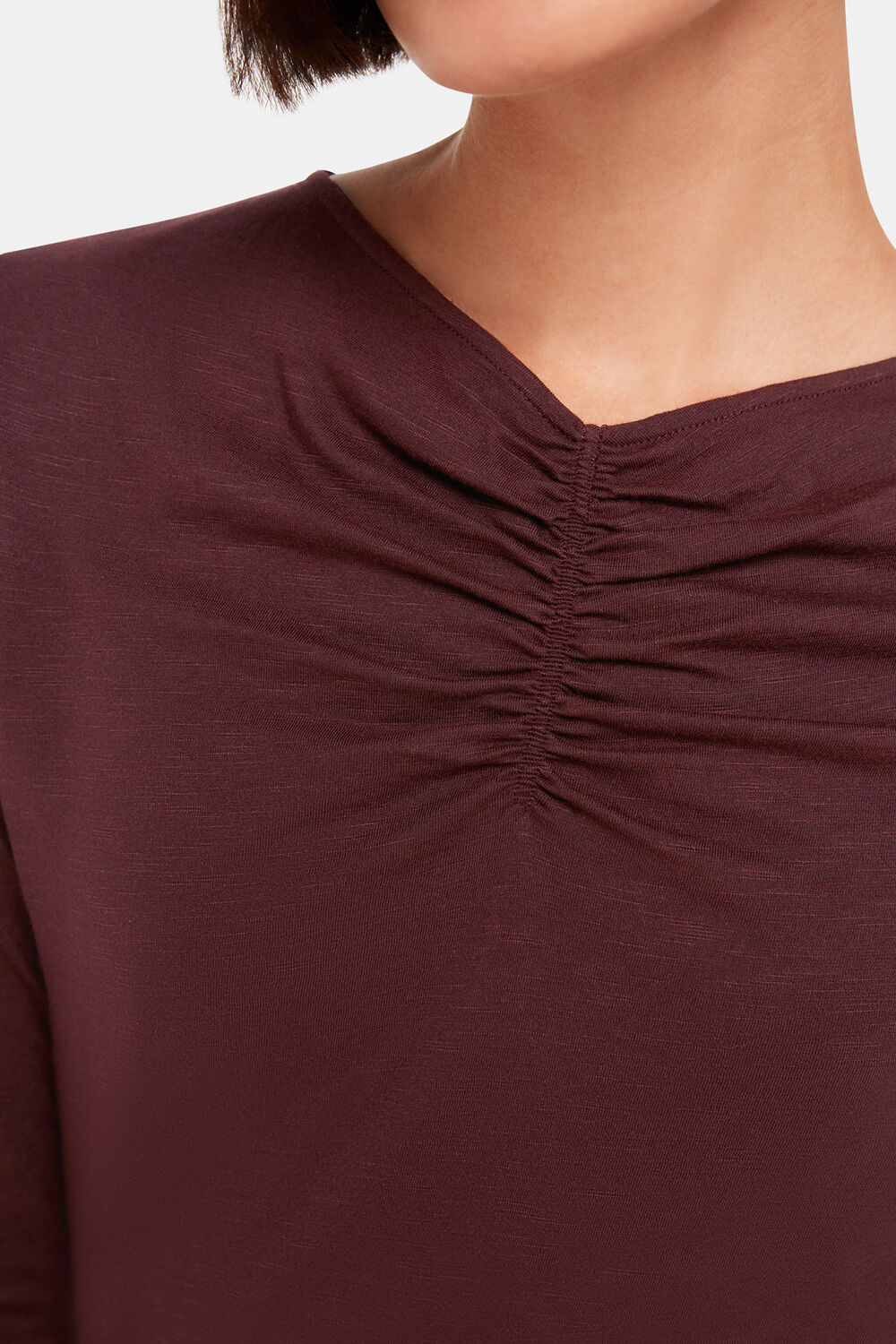 High V Neck Ruched Top
