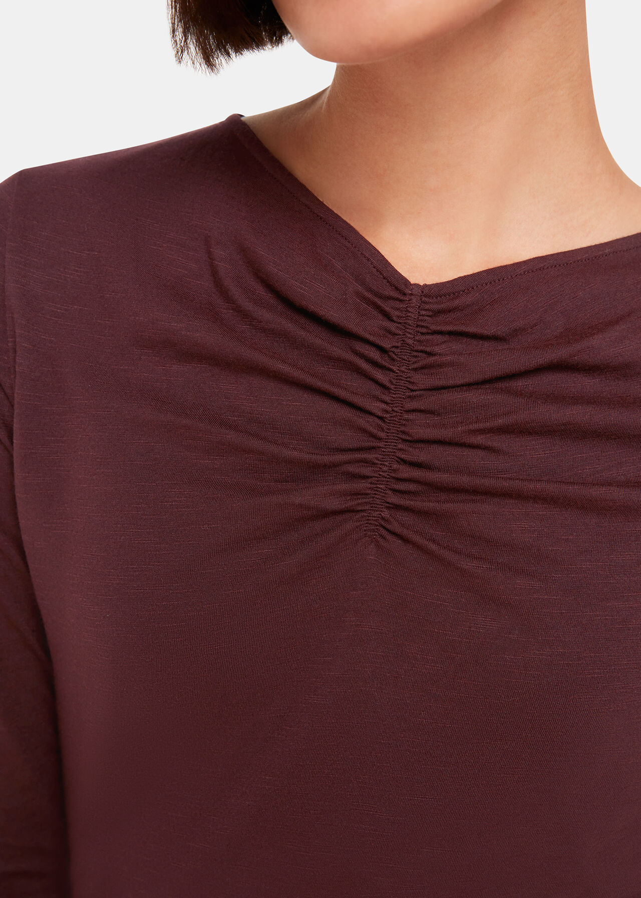 High V Neck Ruched Top