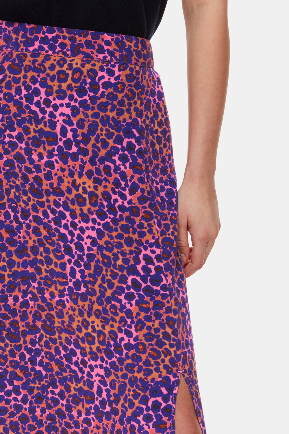 Mottled Leopard Midi Skirt