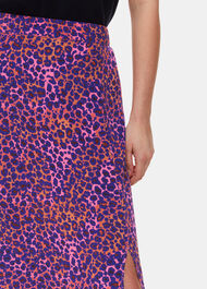 Mottled Leopard Midi Skirt