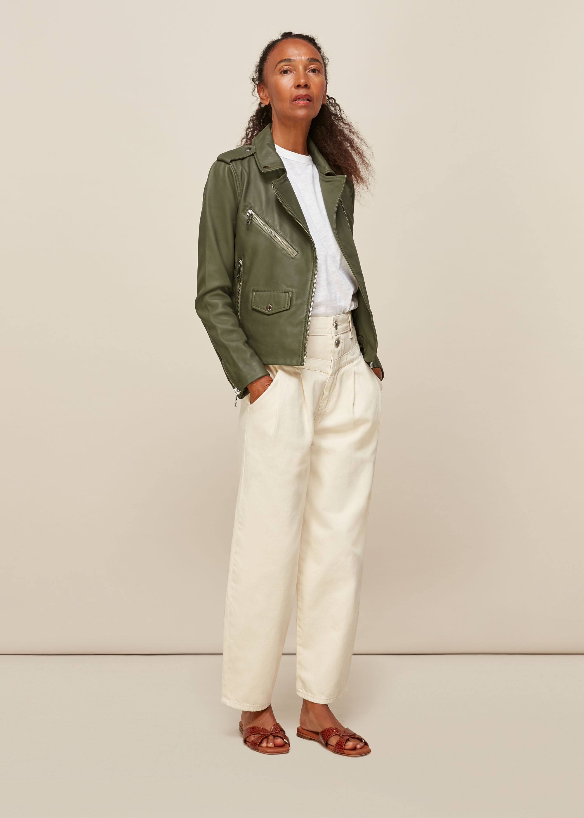 Whistles agnes cheap leather biker jacket