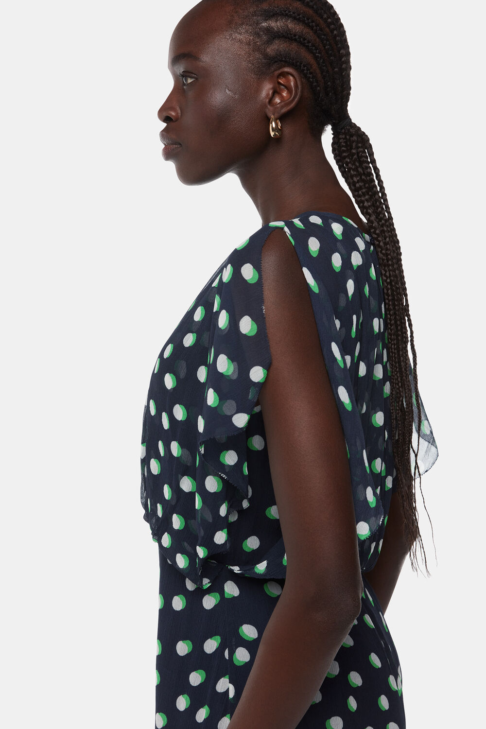 Moon Spot Print Midi Dress