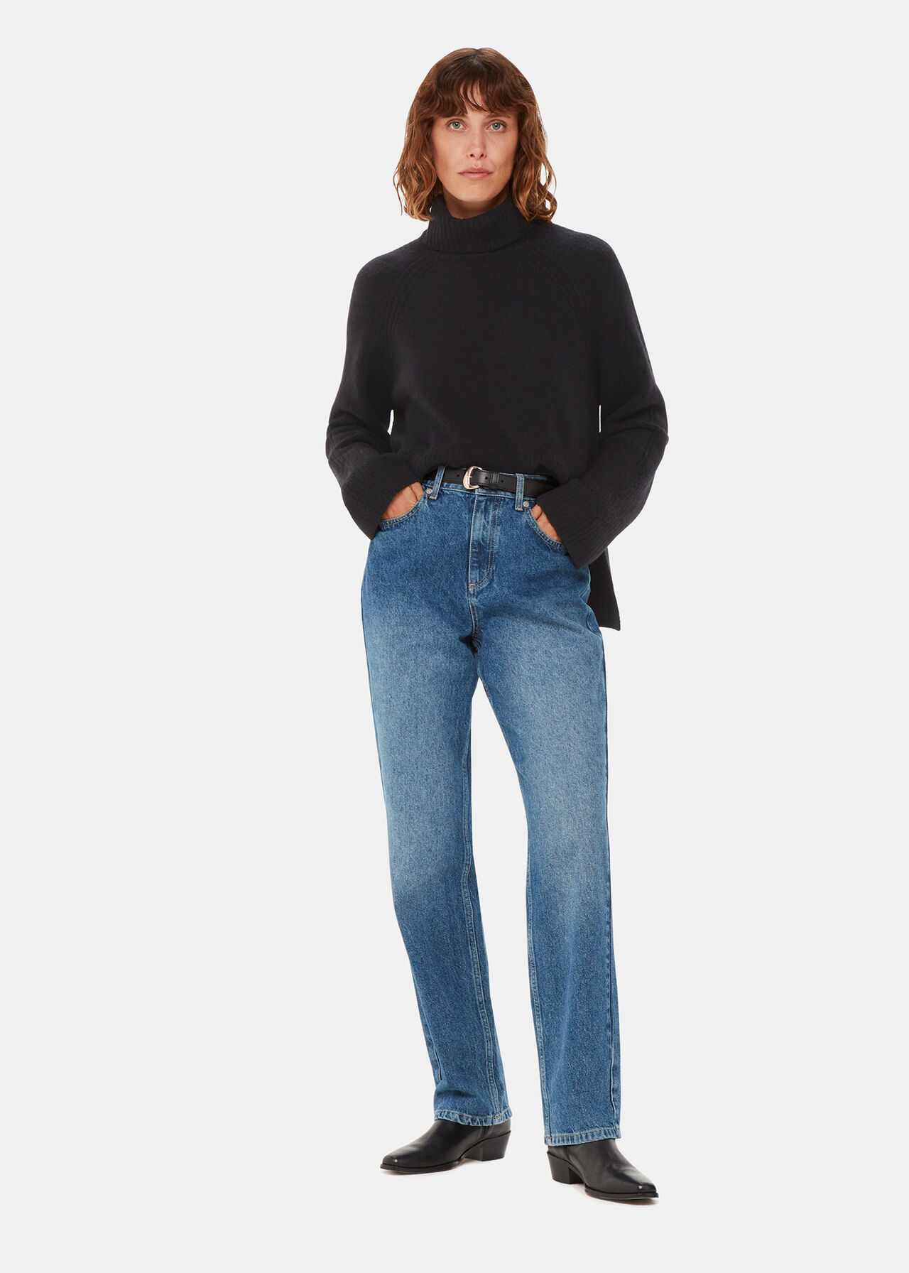 Textured Rib Detail Roll Neck