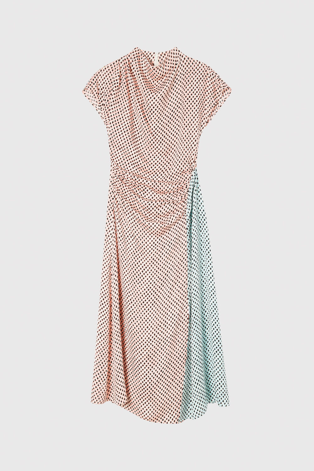 Graphic Check Cowl Neck Dress