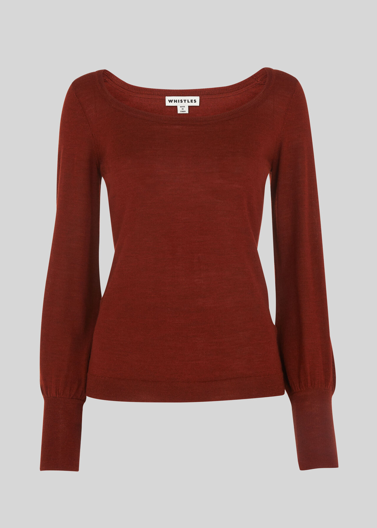 Fine Merino Scoop Neck Knit Rust