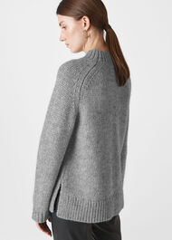 Oversized Cable Alpaca Sweater Grey Marl