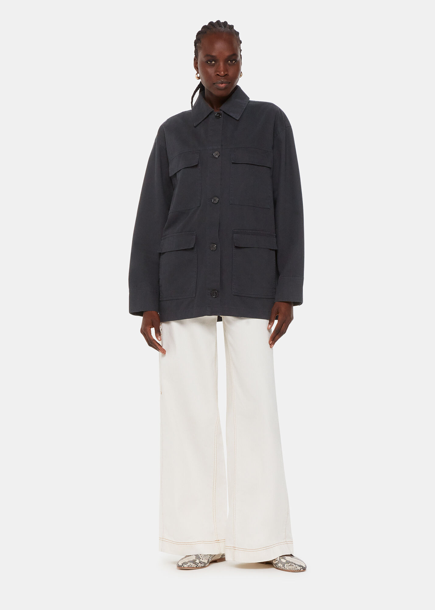 Washed Black Megan 4 Pocket Casual Jacket WHISTLES
