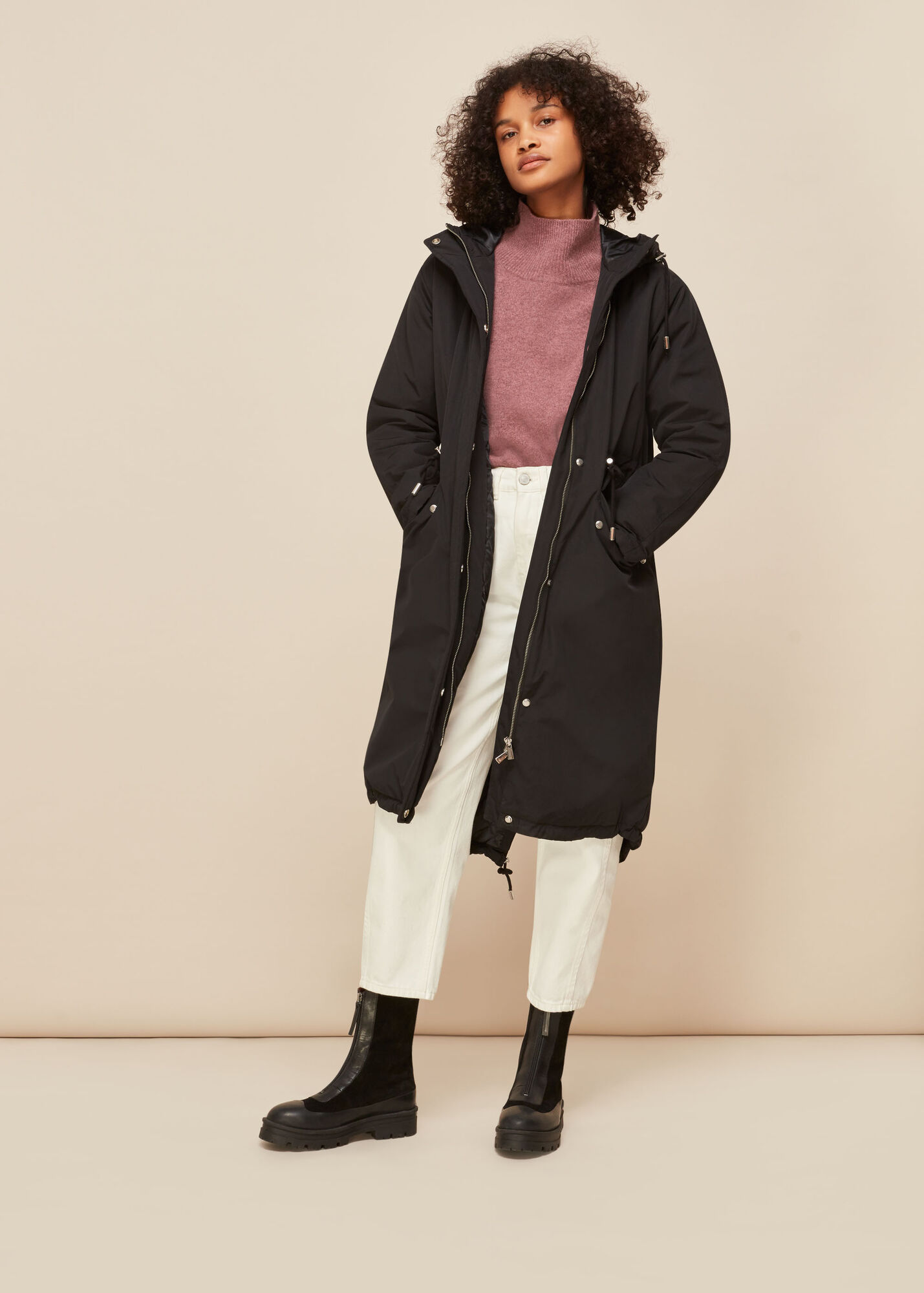 Black Coby Casual Padded Parka WHISTLES