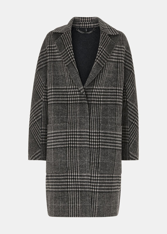 Grey Cassie Double Face Check Coat