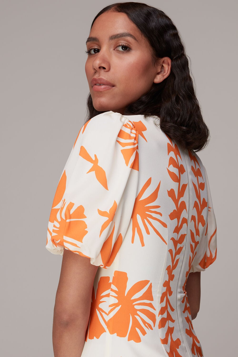 Cora Big Leaf Print Silk Dress