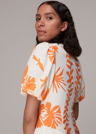 Cora Big Leaf Print Silk Dress