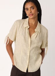 Dashed Marks Tie Sleeve Shirt