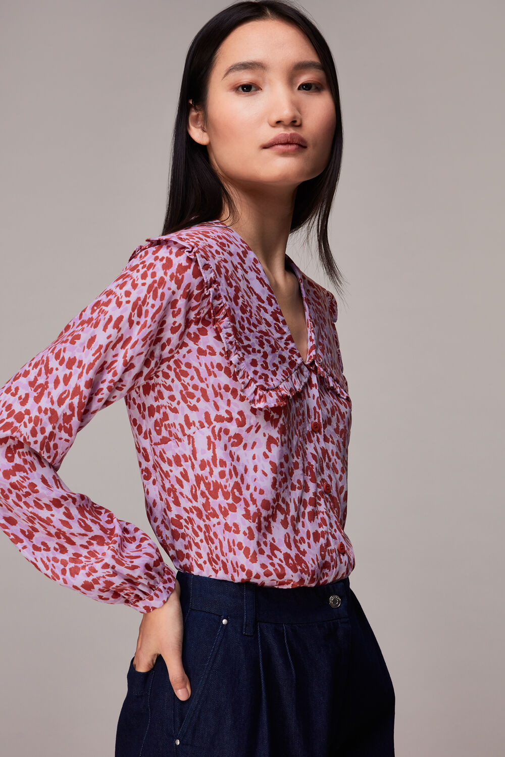 Summer Cheetah Collar Top