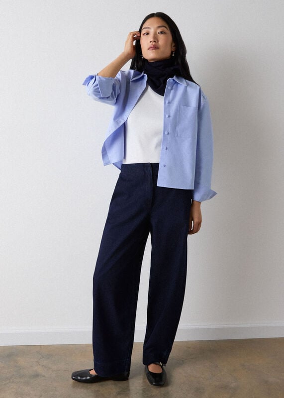 Pale Blue Boxy Oxford Cotton Shirt