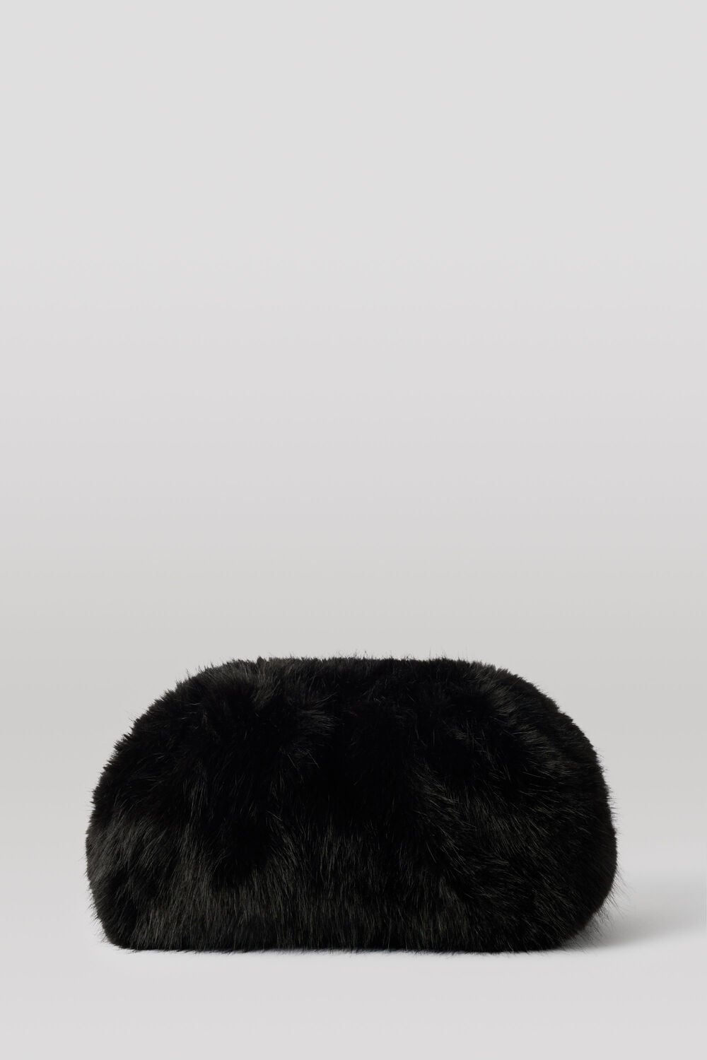 Black Faux Fur Frame Clutch Bag