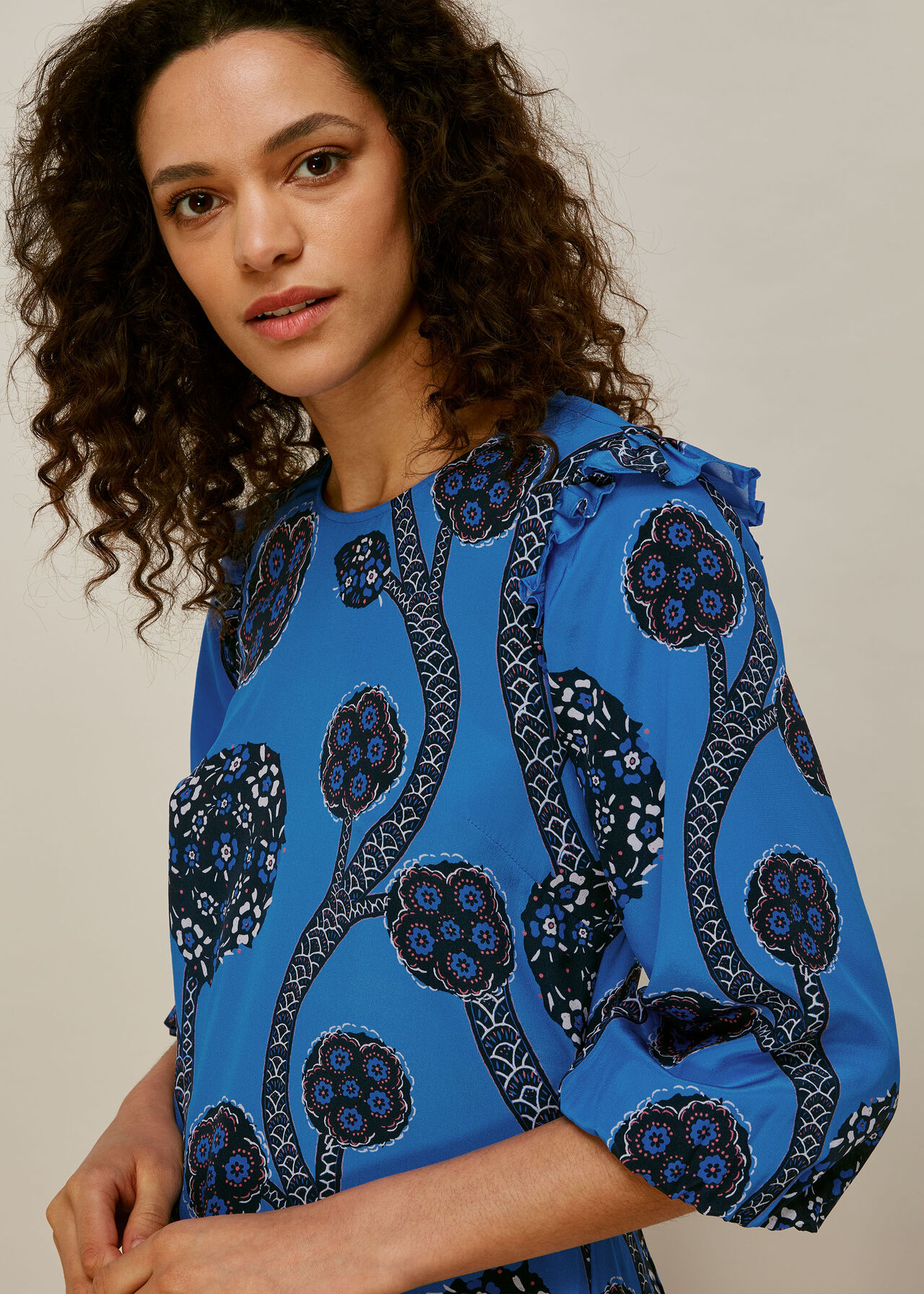 Trailing Seedpod Silk Top Blue/Multi