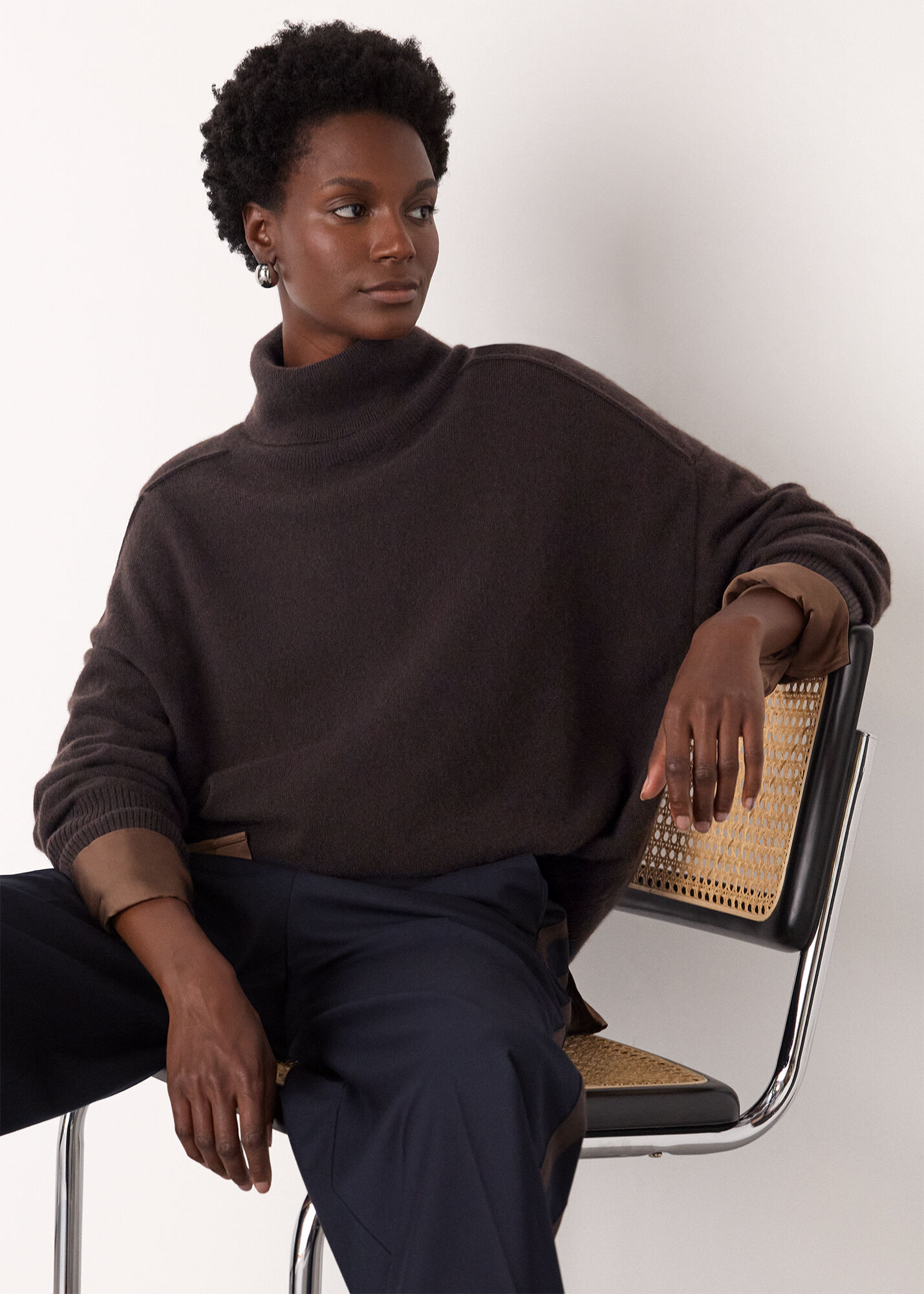 トップス glamb Smoke beats feather knit Brown Cashmere Seam Roll Neck Knit | WHISTLES | Whistles US |