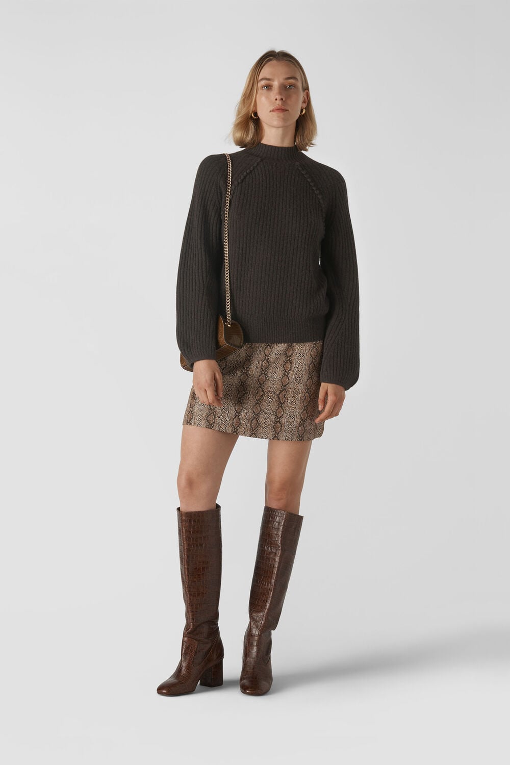 Pom Pom Yak Mix Knit Brown