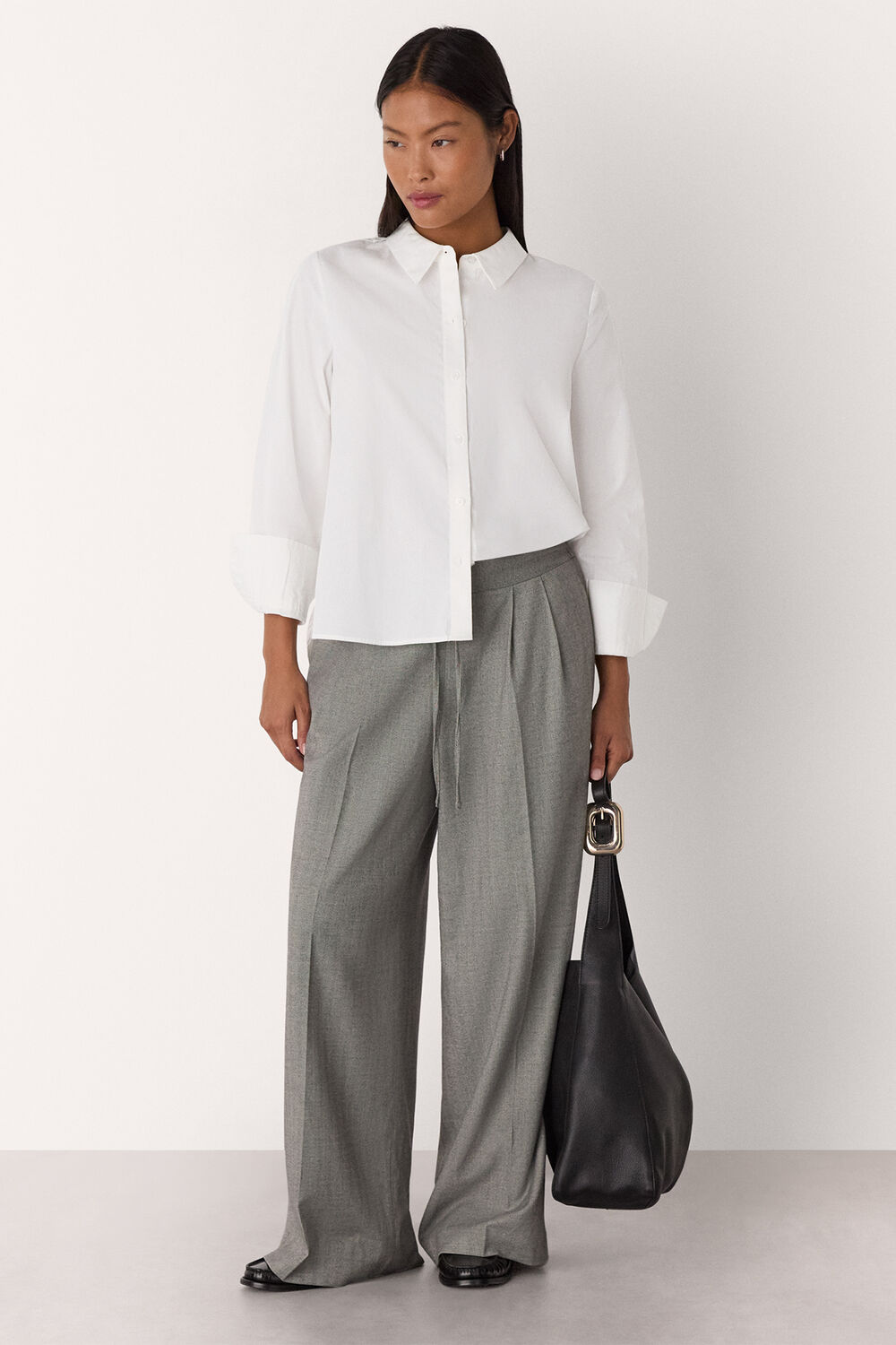 White Petite Boxy Cotton Shirt