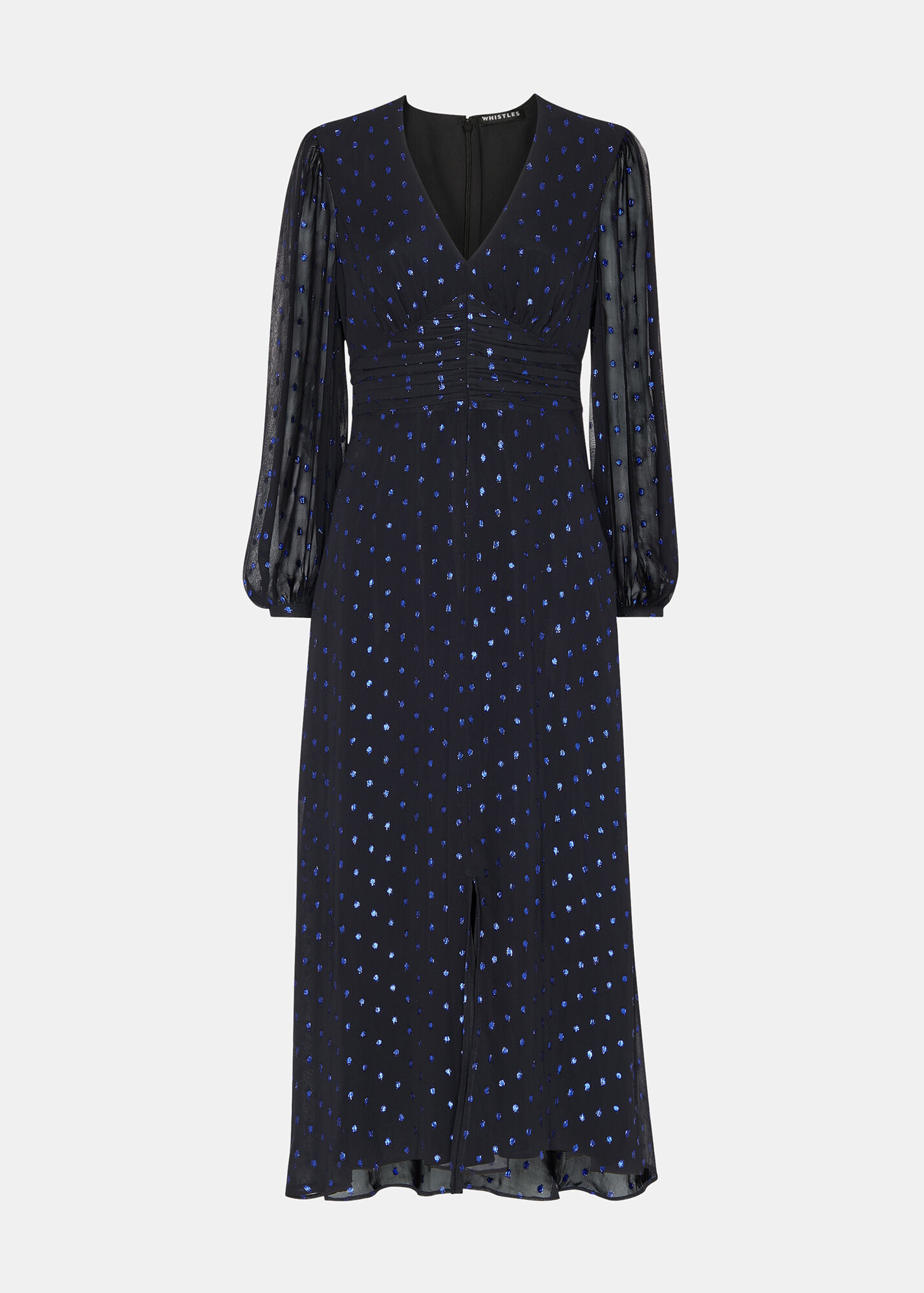 Navy/Multi Metallic Dobby Midi Dress WHISTLES