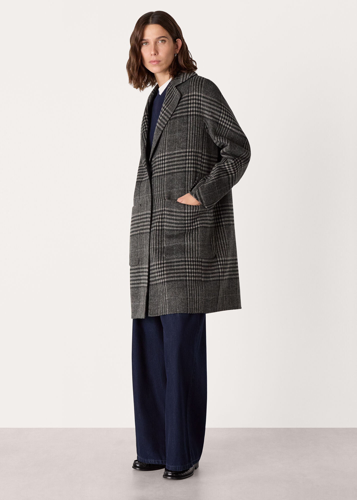 Grey/Multi Cassie Double Face Coat | WHISTLES | Whistles US |