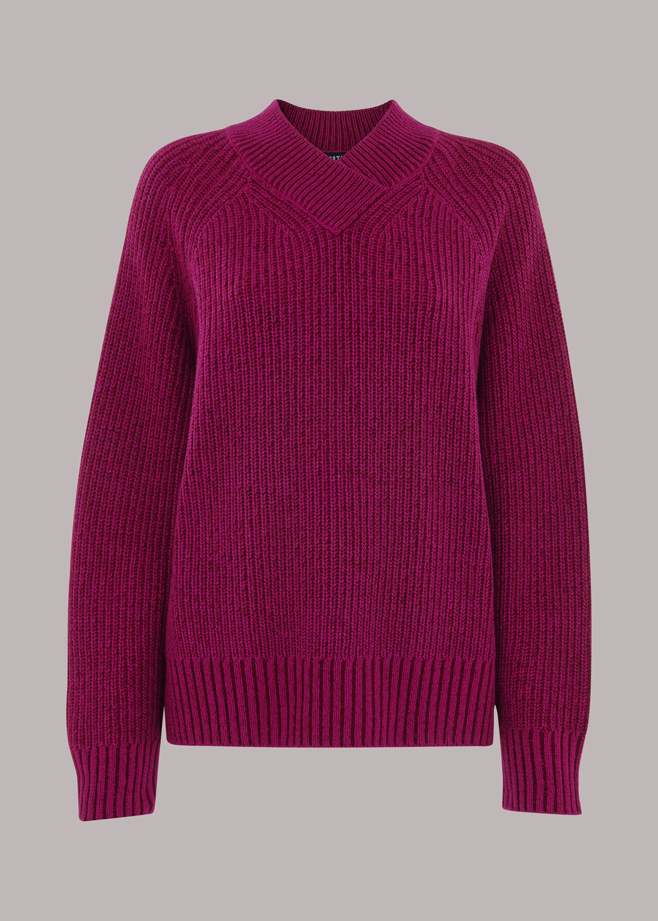 Plated Rib V Neck Jumper