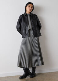 Petite Check Pleated Midi Skirt