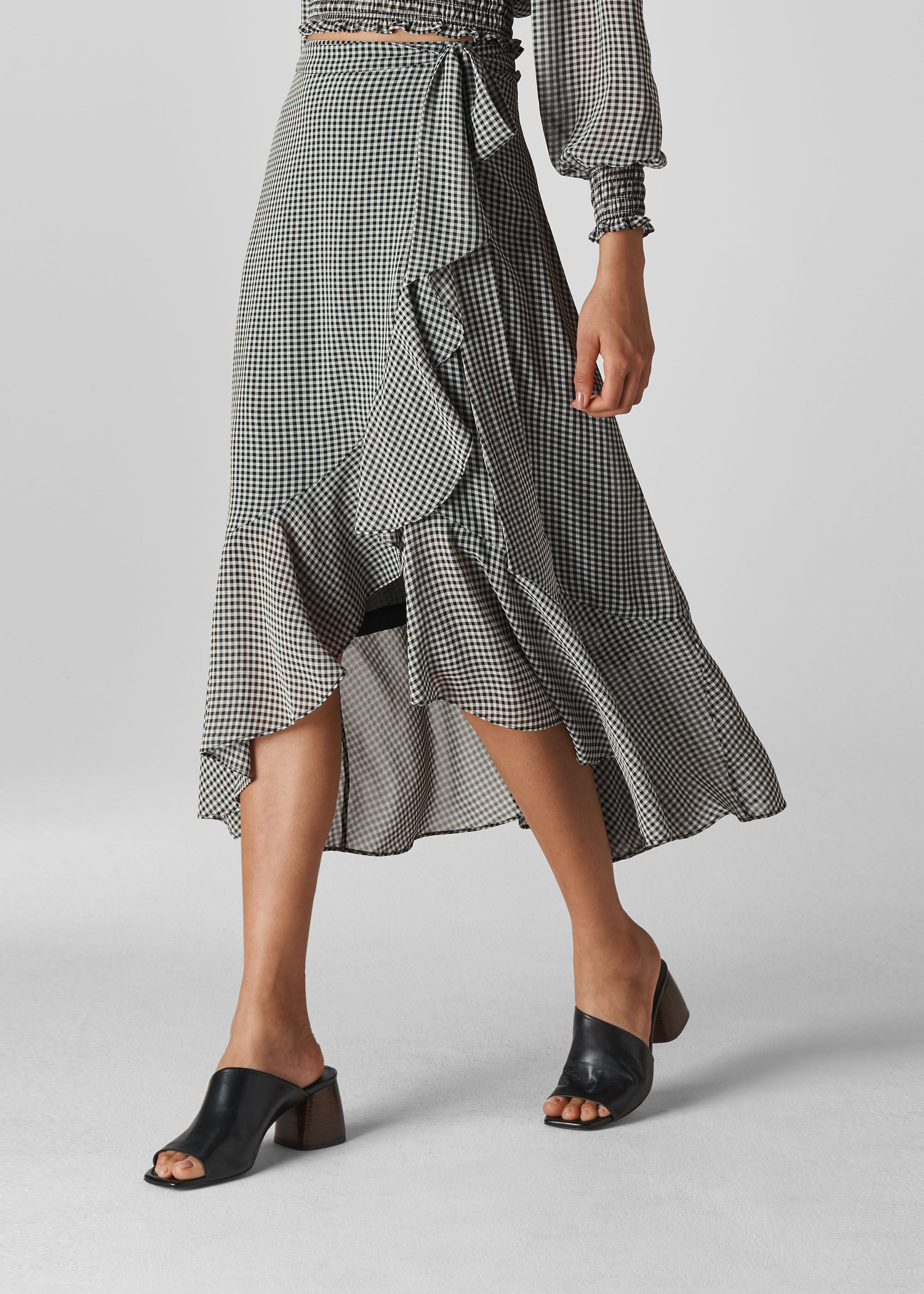 Gingham wrap midi skirt clearance