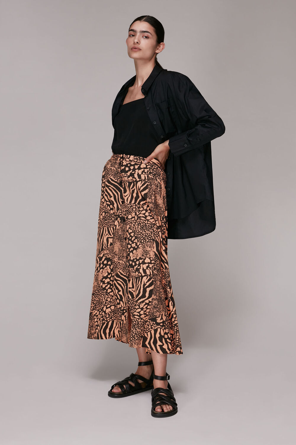 Patchwork Animal Button Skirt