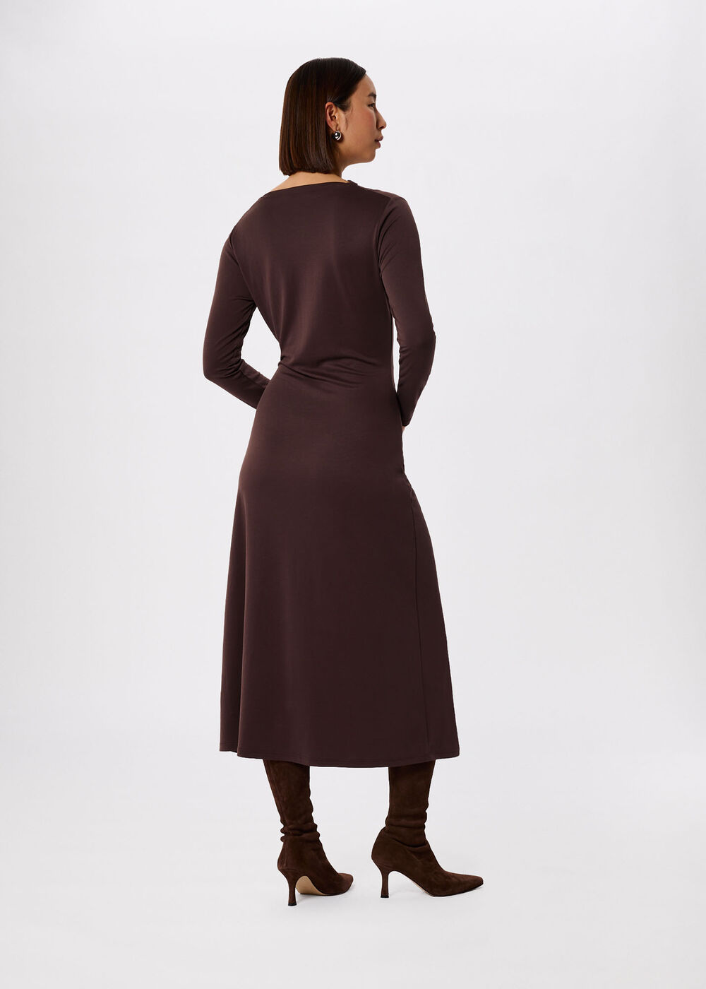 Petite Ruched Detail Midi Dress