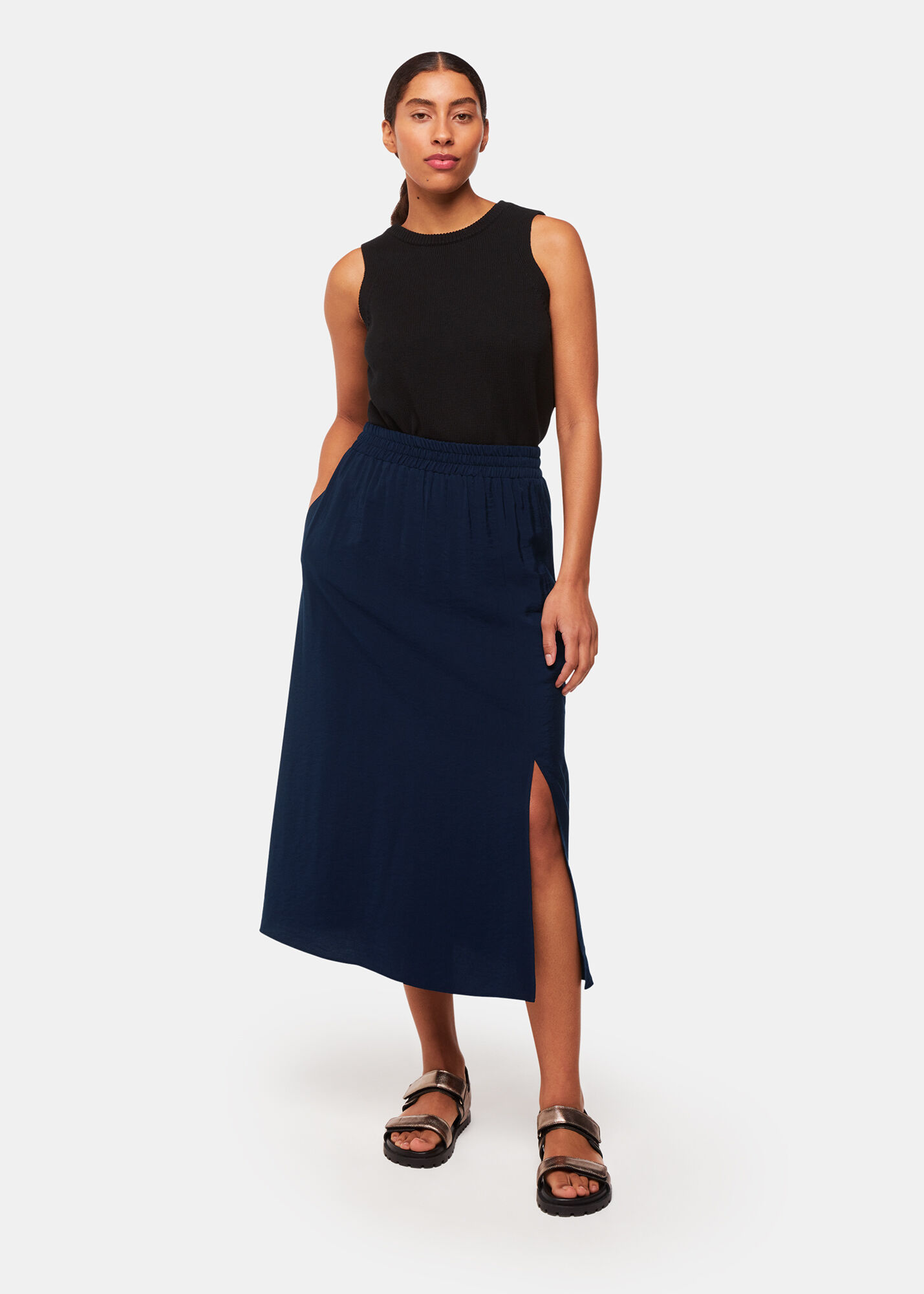 Waves Elastic Waist Mini Skirt