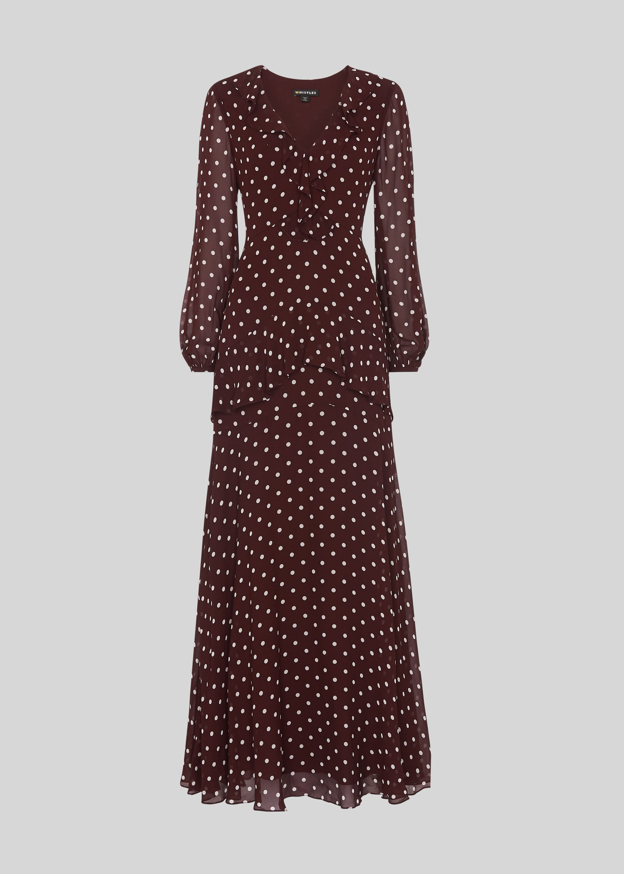 Whistles burgundy spot dress top