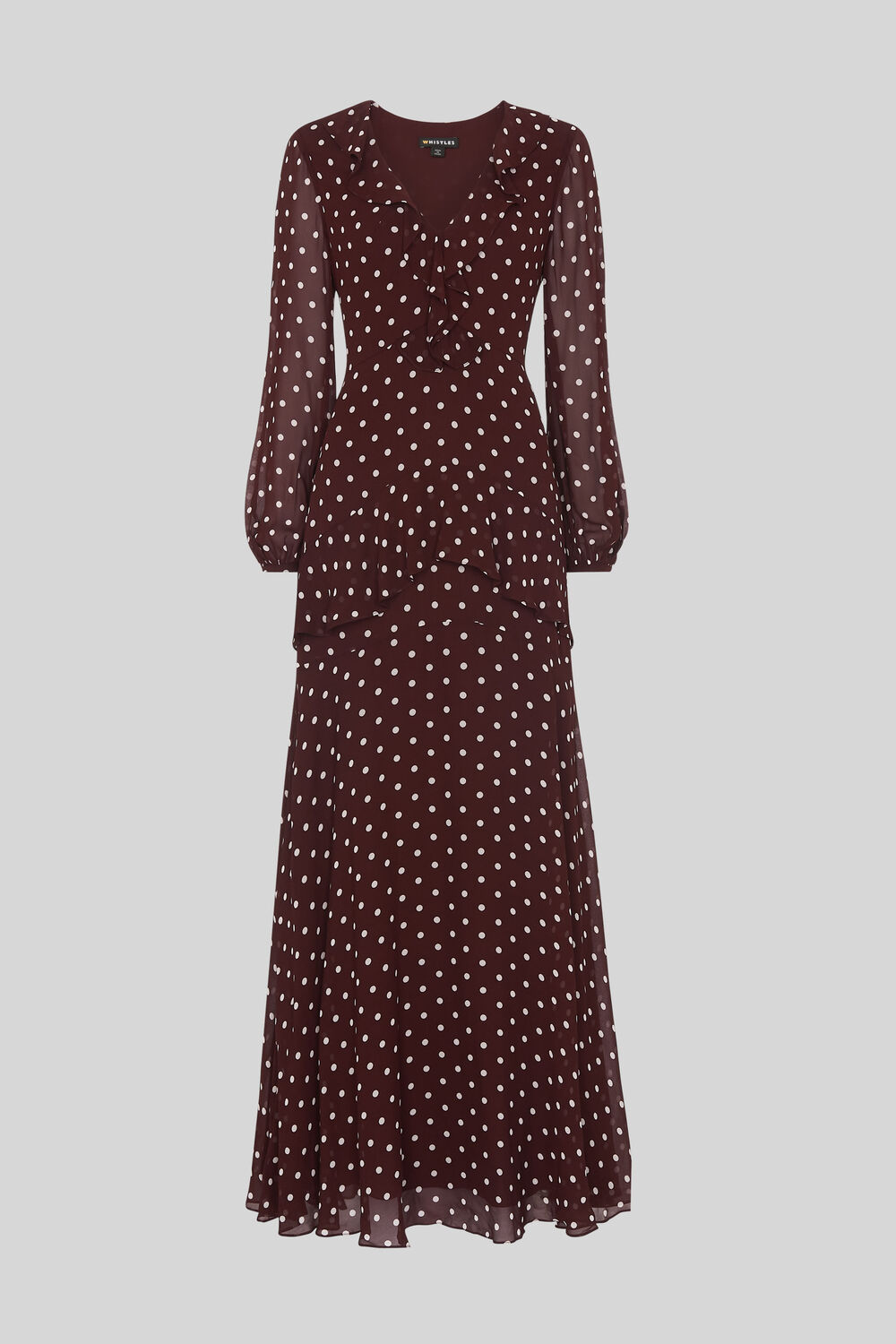 Desiree Spot Frill Maxi Dress