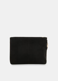 Avah Zip Top Suede Clutch