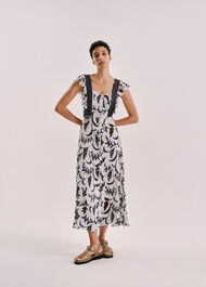 Subrina Printed Silk Dress White/Multi