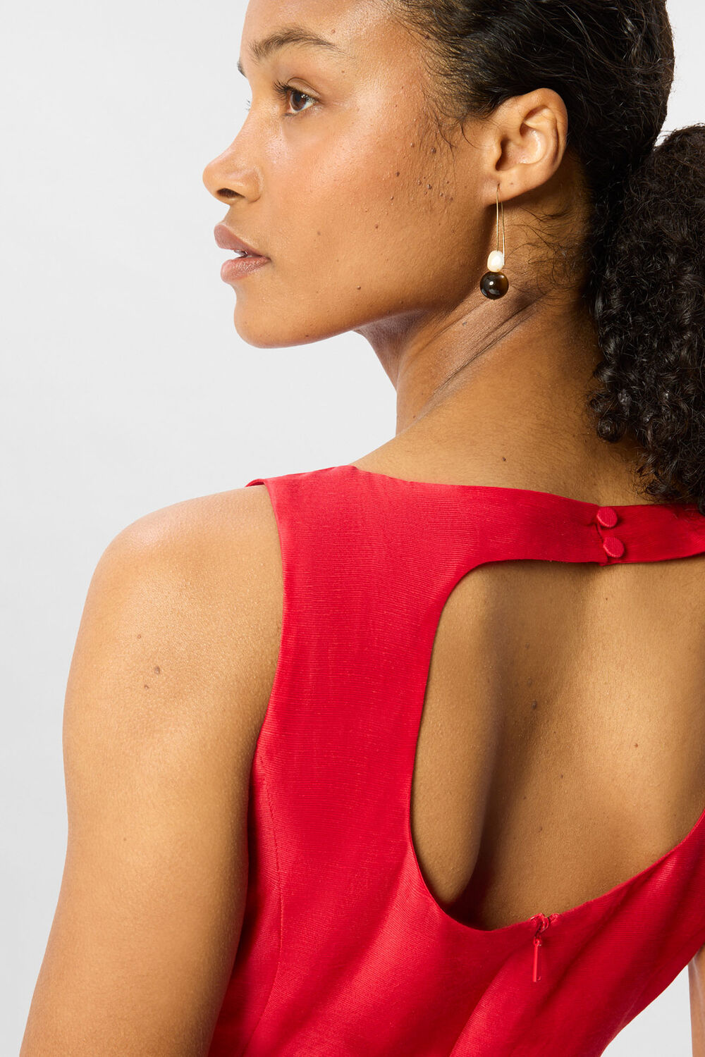 Red Silk Blend Occasion Maxi Dress