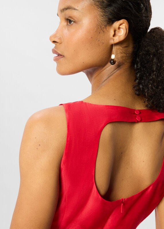 Red Red Silk Blend Occasion Maxi Dress