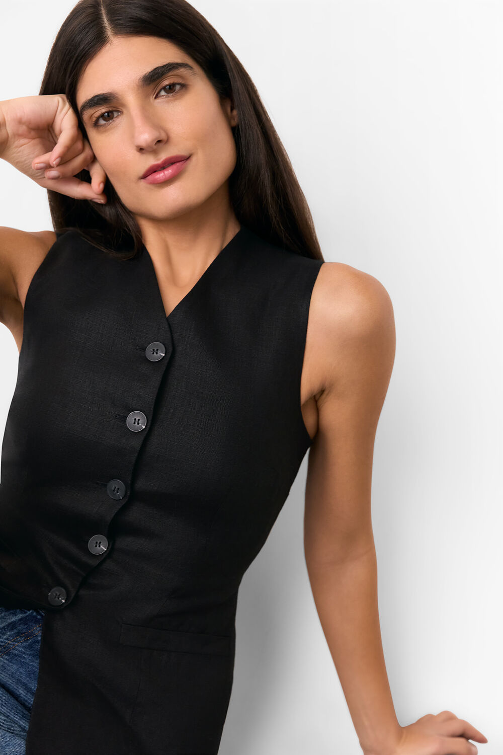 Black Molly Linen Waistcoat