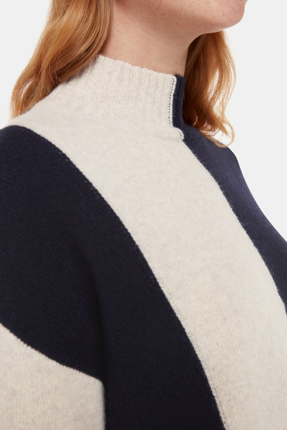 Vertical Stripe Funnel neck