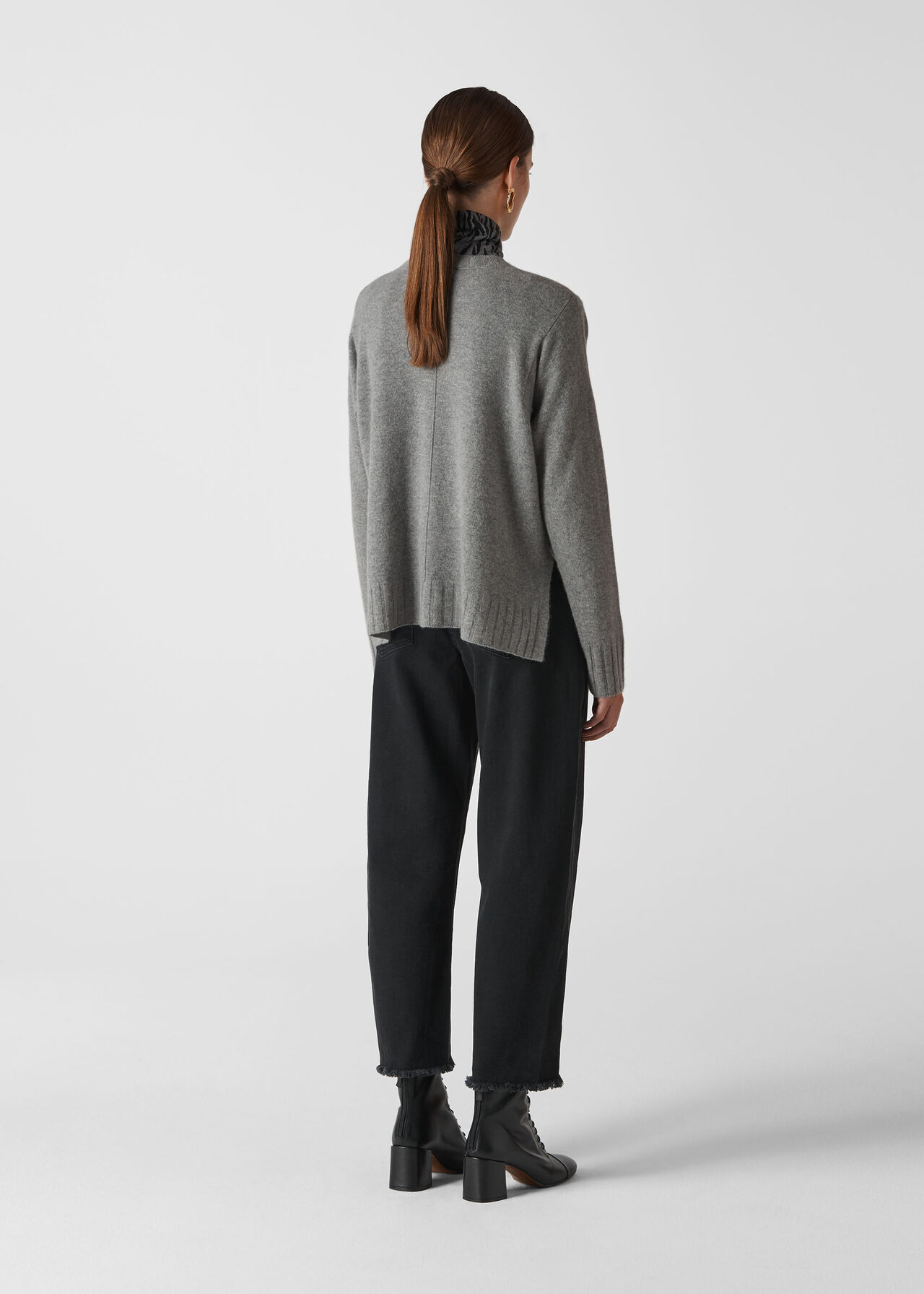 Cashmere Crew Neck Sweater Grey Marl