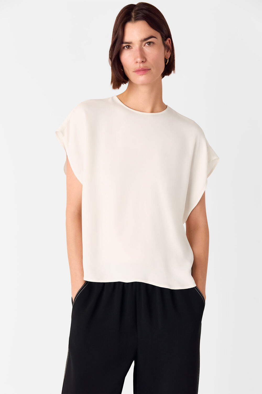 Short Sleeve Crepe Shell Top