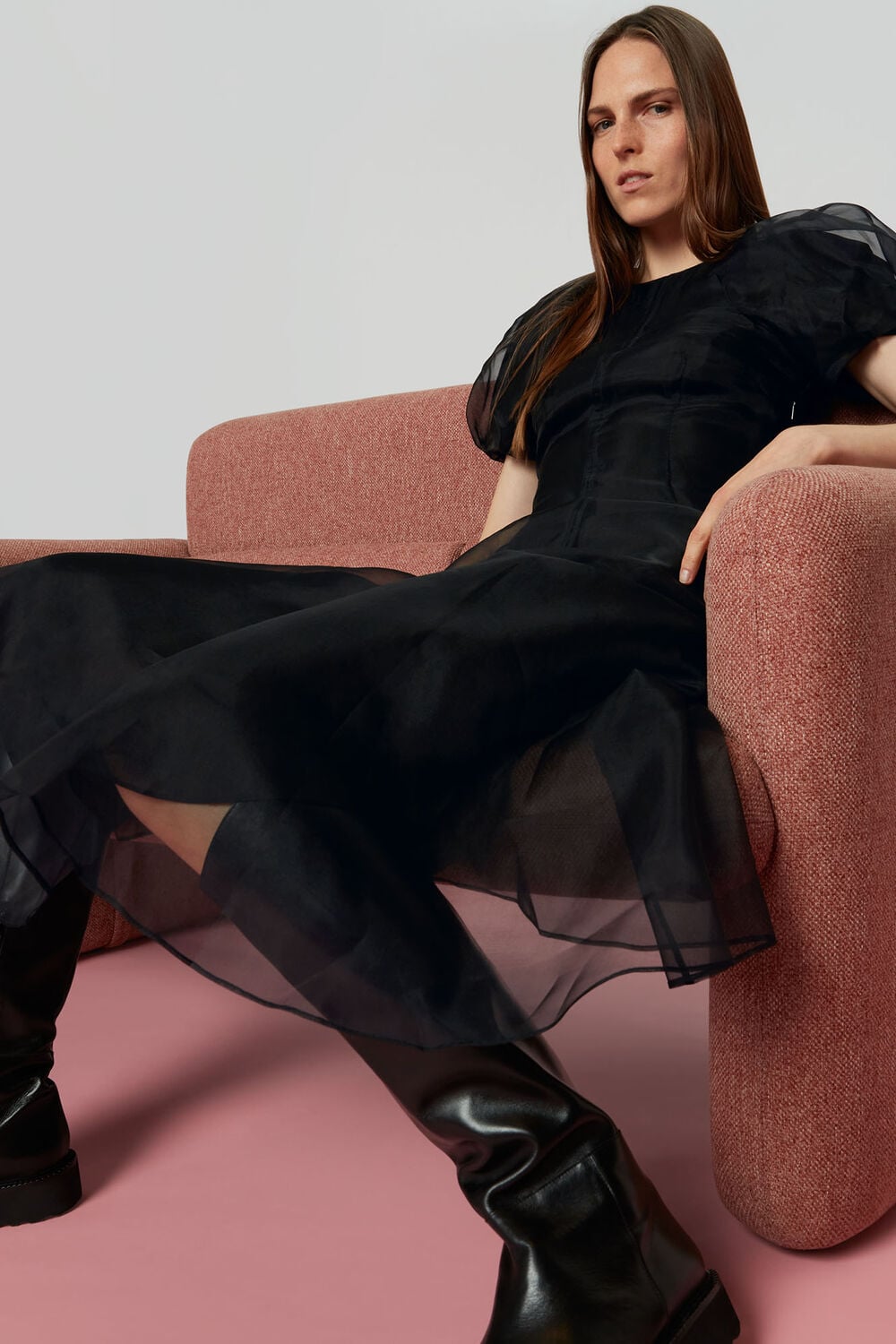 Organza Puff Sleeve Dress