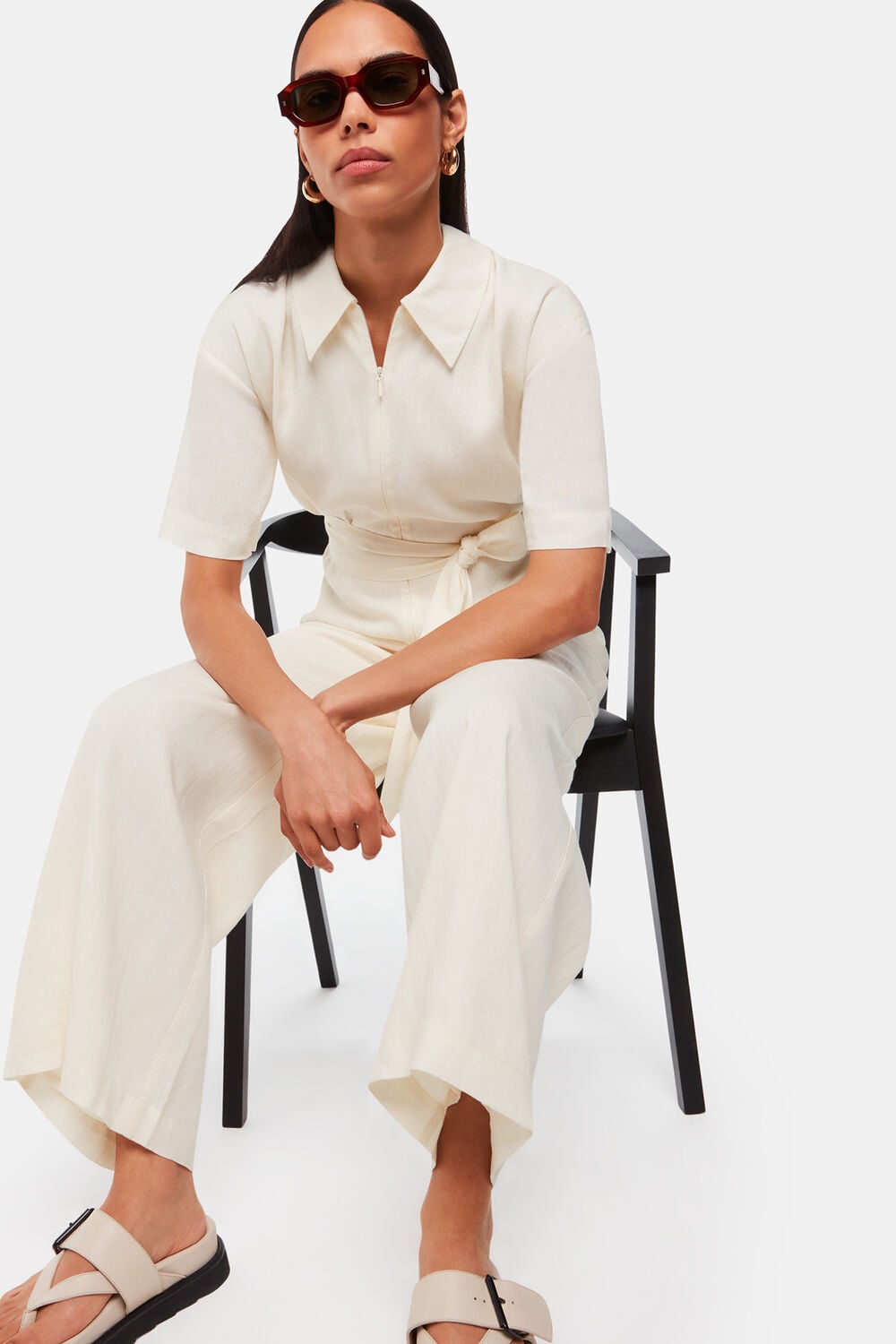 Ivory Giulia Linen Mix Jumpsuit