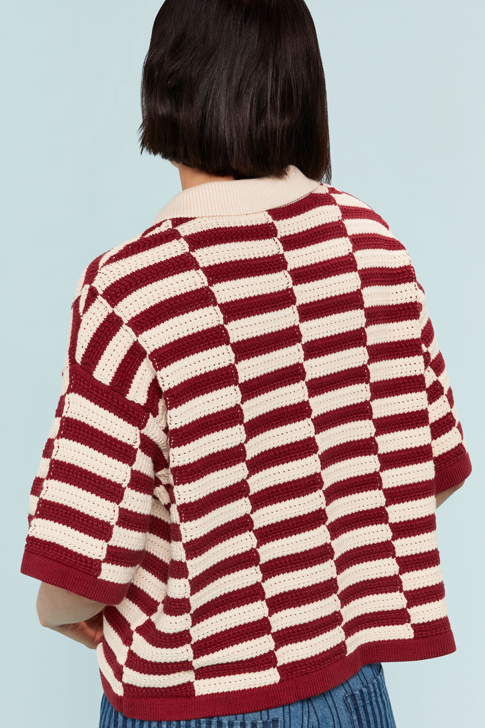 Crochet Stepped Stripe Shirt