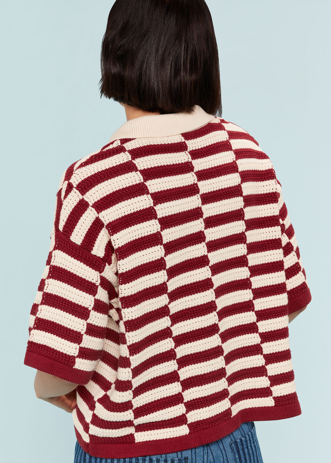 Crochet Stepped Stripe Shirt