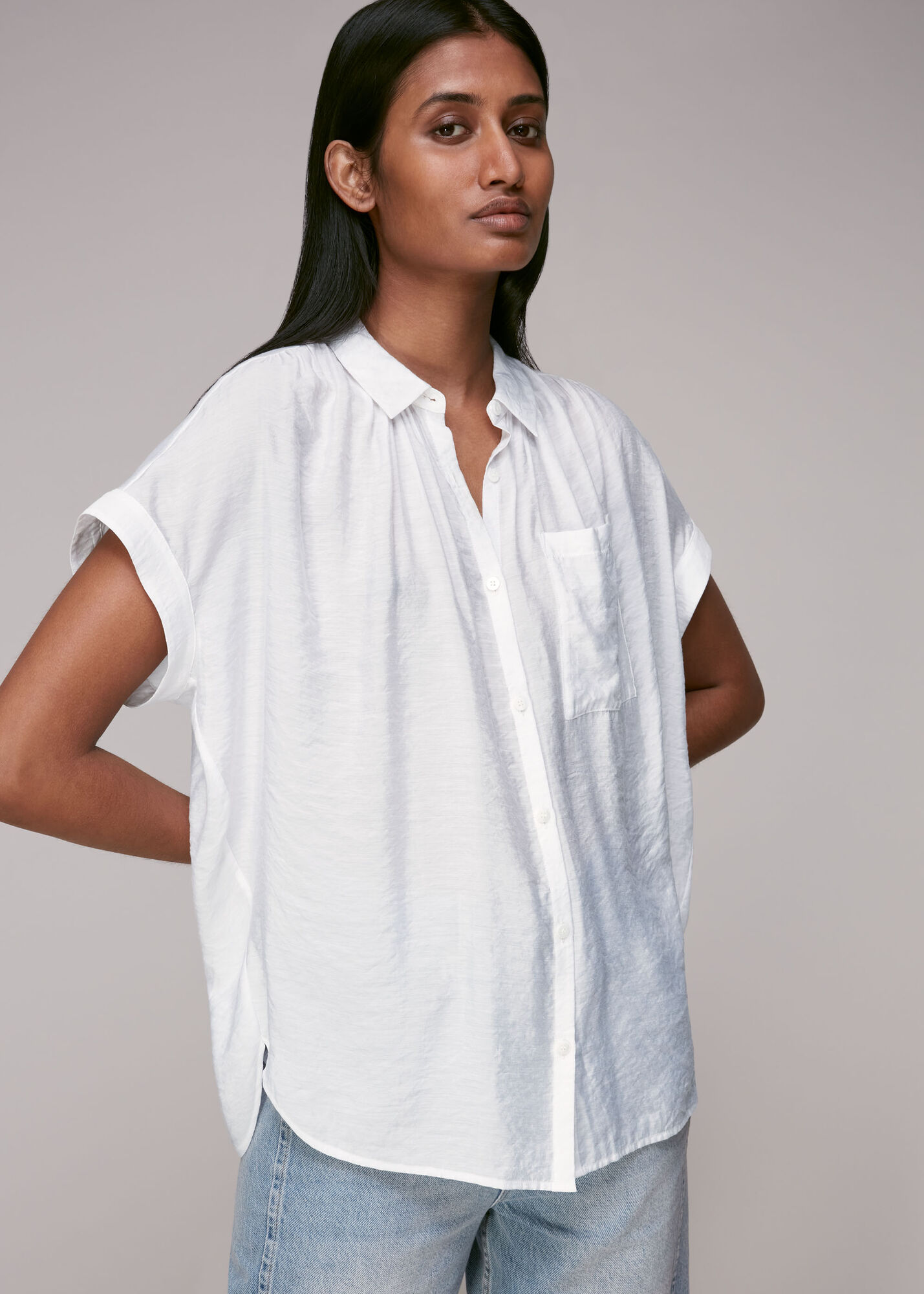 White Nicola Textured Shirt | WHISTLES