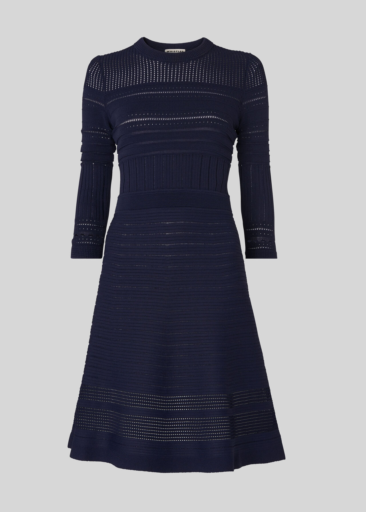 Pointelle Detail Knit Dress Navy