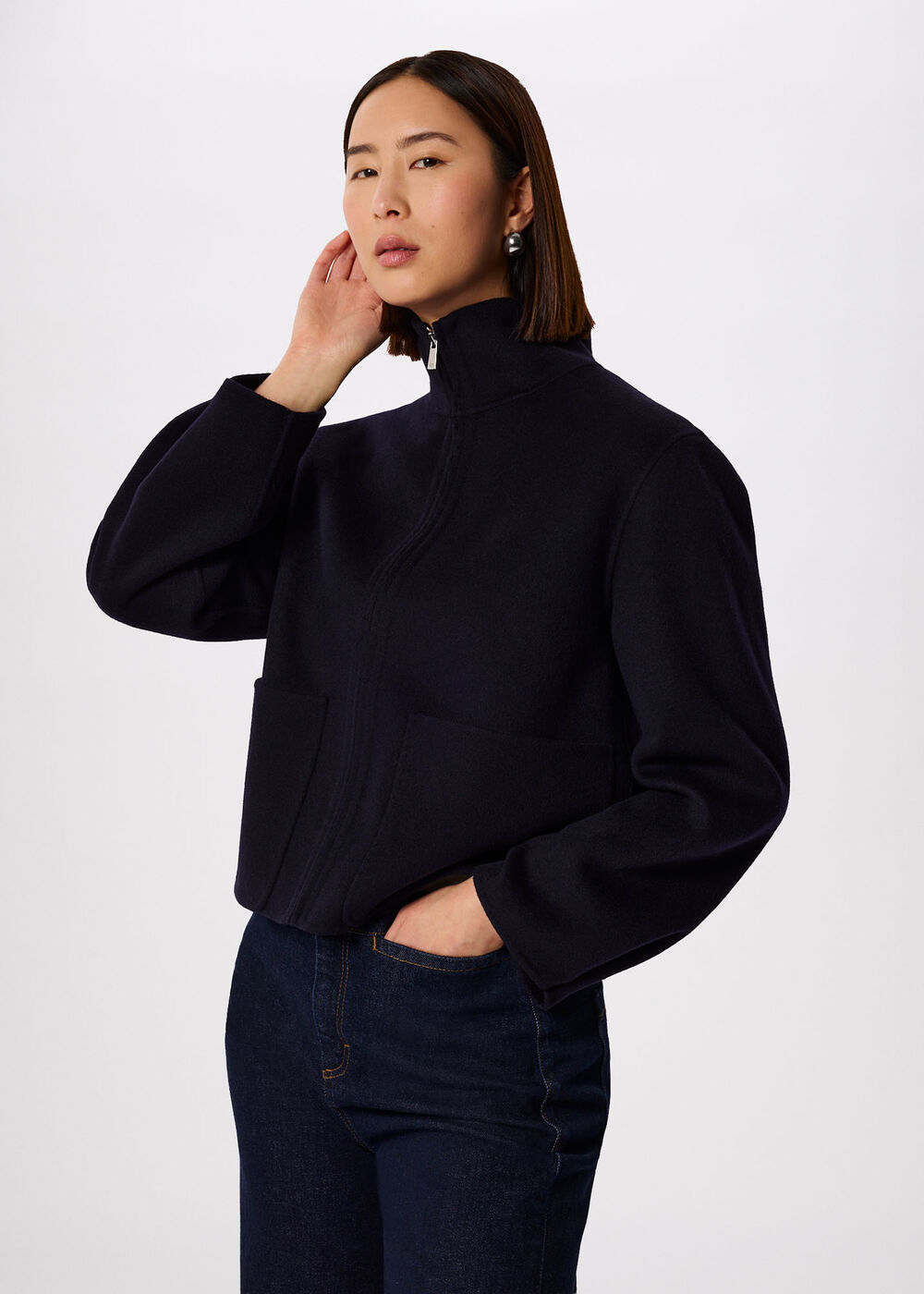 Funnel Neck Double Face Jacket