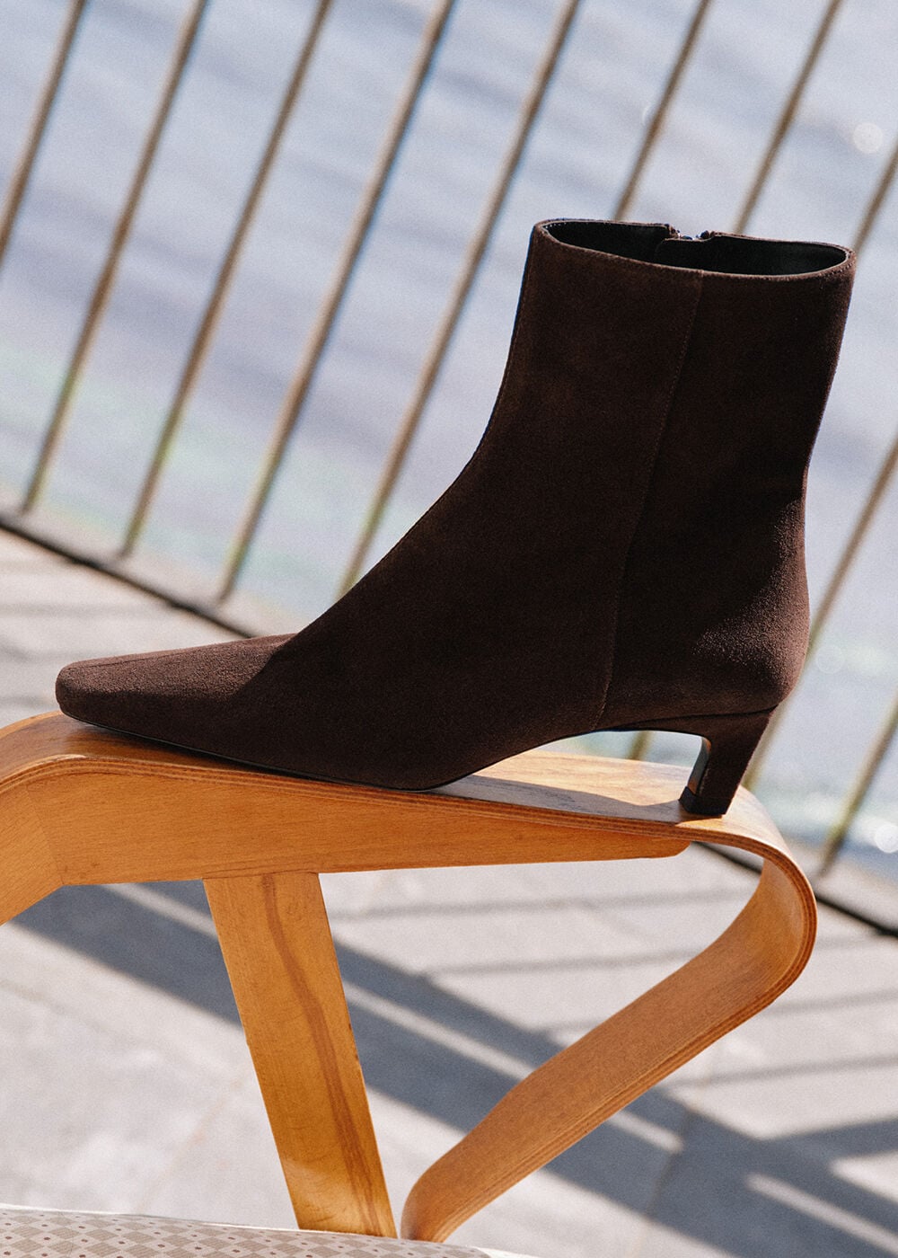 Chocolate Kitten Heel Suede Ankle Boot